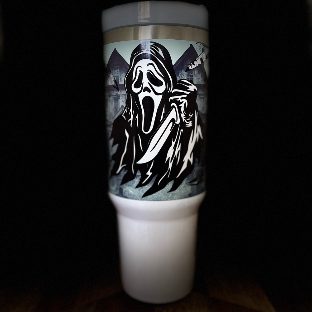 Handmade Ghost Face Tumbler Brand New 40 oz double wall stainless tumbler for tr